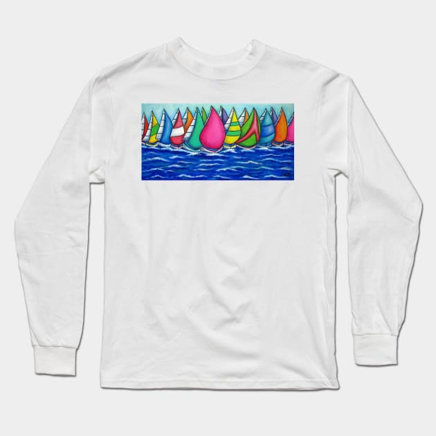 Rainbow Regatta Long Sleeve T-Shirt by LisaLorenz